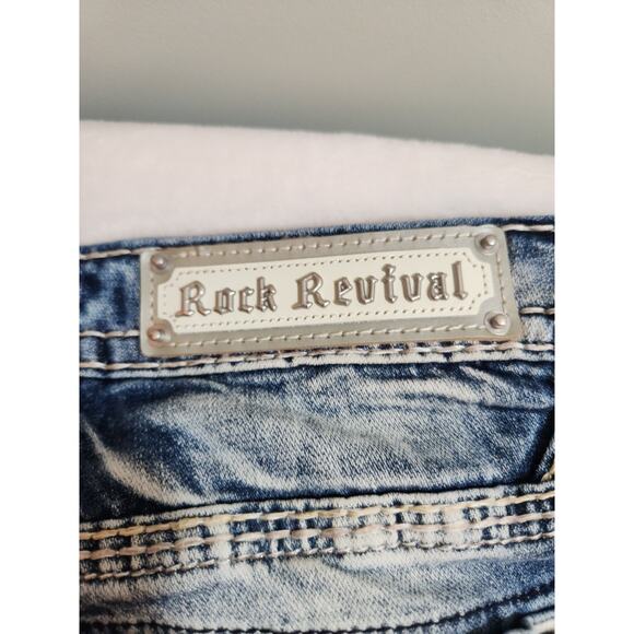 Rock Revival Eilish Boot Jeans Womens 33 (Act 36 X 31) Blue Mid Rise - Picture 10 of 16